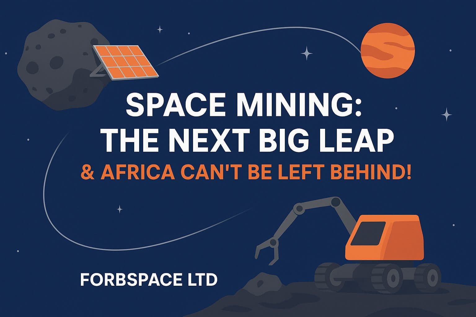 Concept art of space mining operations on an asteroid